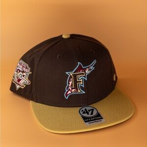 Florida Marlins 1993 Inaugural Season Snapback Hat ‘47 Brand MLB Brown Tan